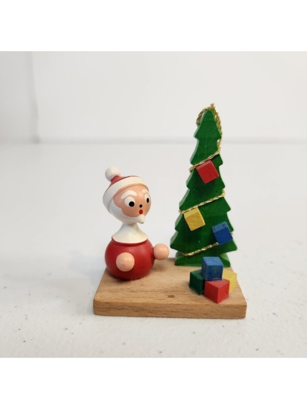 Goula Wood Santa Tree Christmas Ornament Wooden St Nick Vintage Mid Century 60s